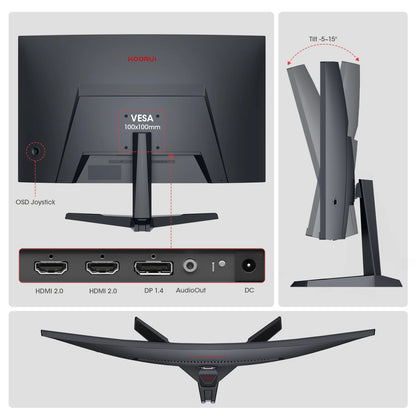 27 Inch Curved Gaming Monitor, 180Hz FHD Computer Monitors, 99% Srgb, Adaptive-Sync, 27E6CA, Computer Screen, HD Monitor, HDR